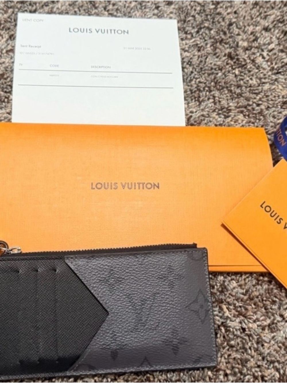 Louis Vuitton Black Leather Card Holder Zip Pouch in great condition.